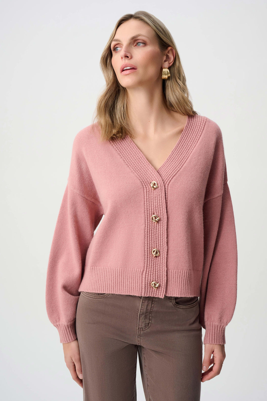 Brushed Knit V-Neck Cardigan