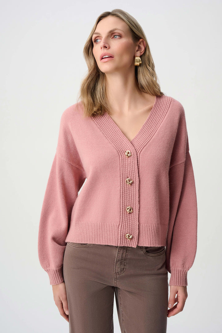 Brushed Knit V-Neck Cardigan