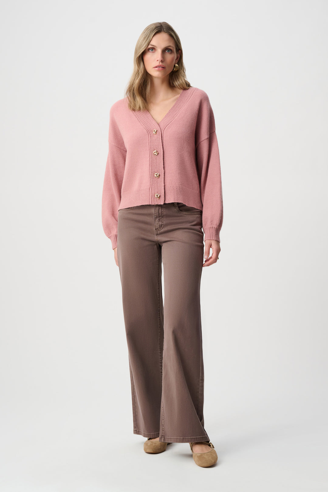Brushed Knit V-Neck Cardigan
