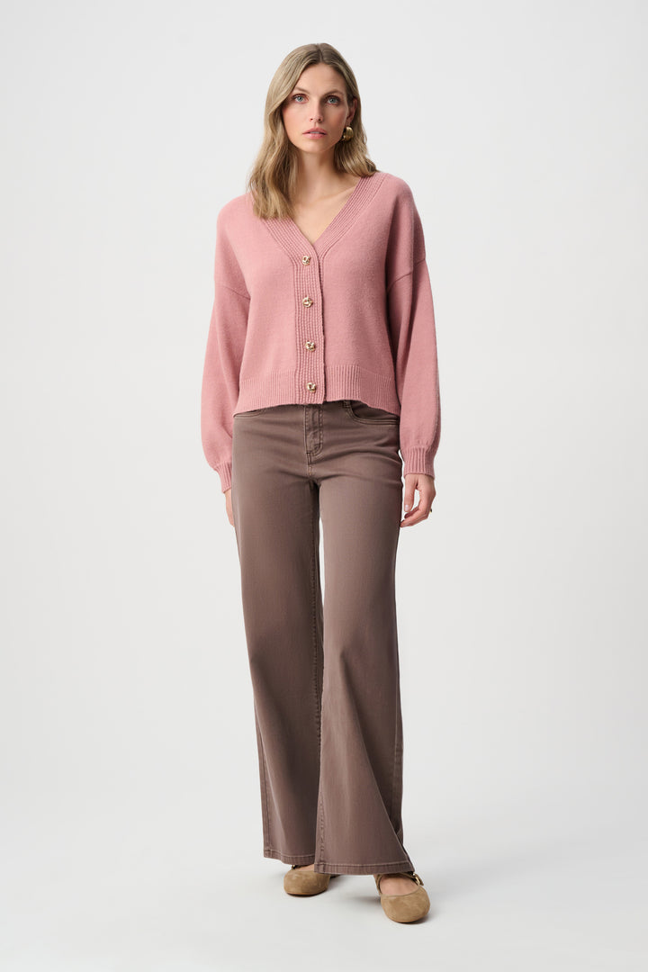 Brushed Knit V-Neck Cardigan