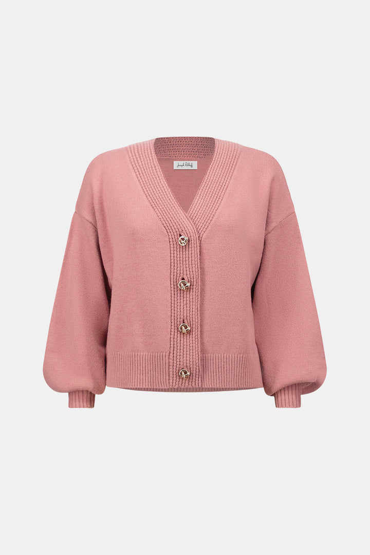 Brushed Knit V-Neck Cardigan