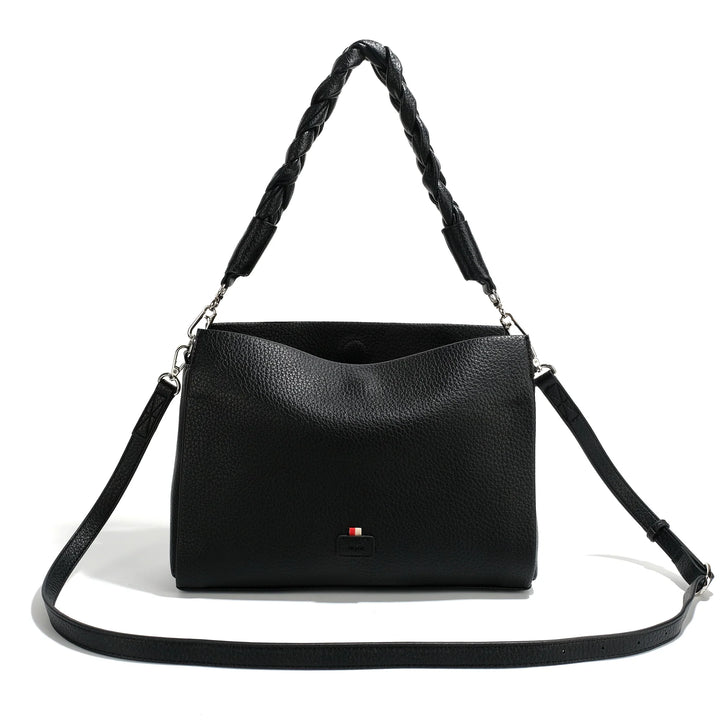 CoLab Camden Crossbody Bag in black leather with adjustable strap and gold-tone hardware, stylish and compact for everyday use.