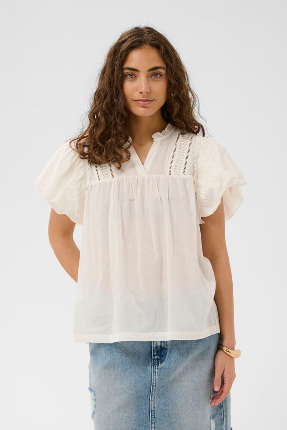 Culture Catinka Cotton Blouse featuring lightweight fabric, classic design, and feminine fit, ideal for casual or office wear.