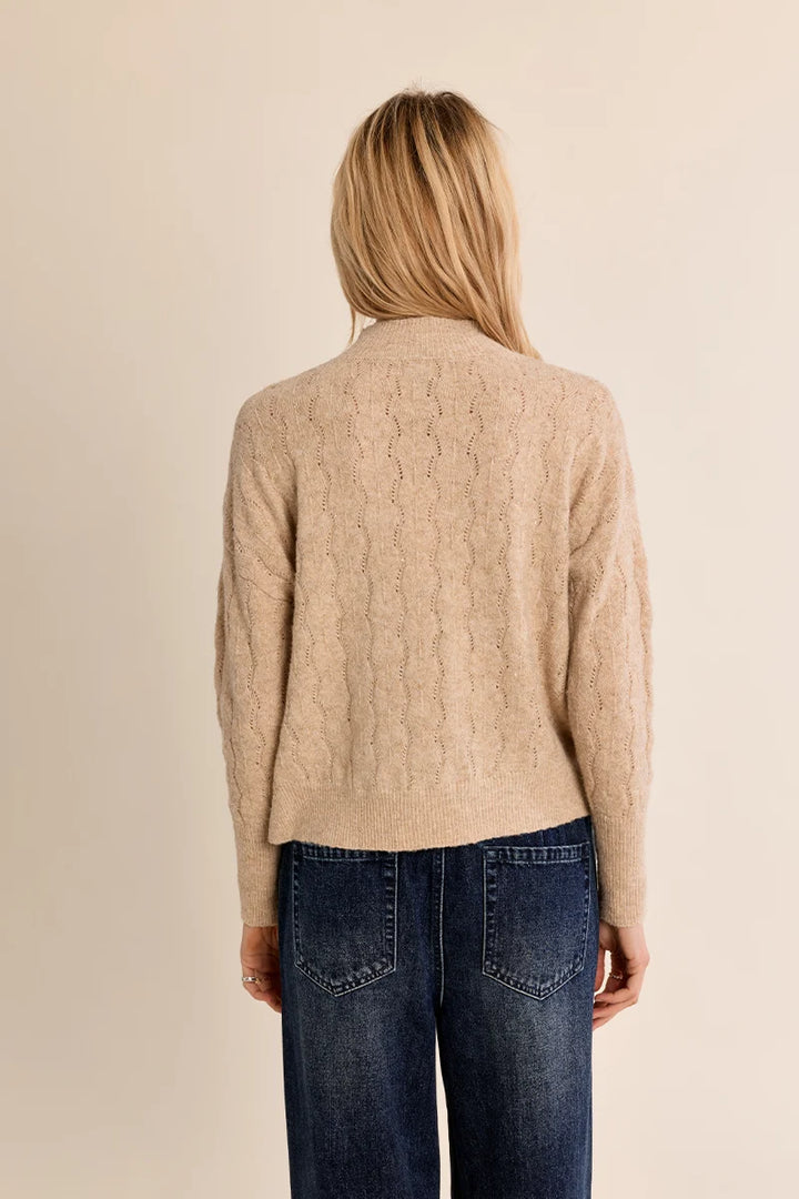 Champagne Open Work Knit Sweater