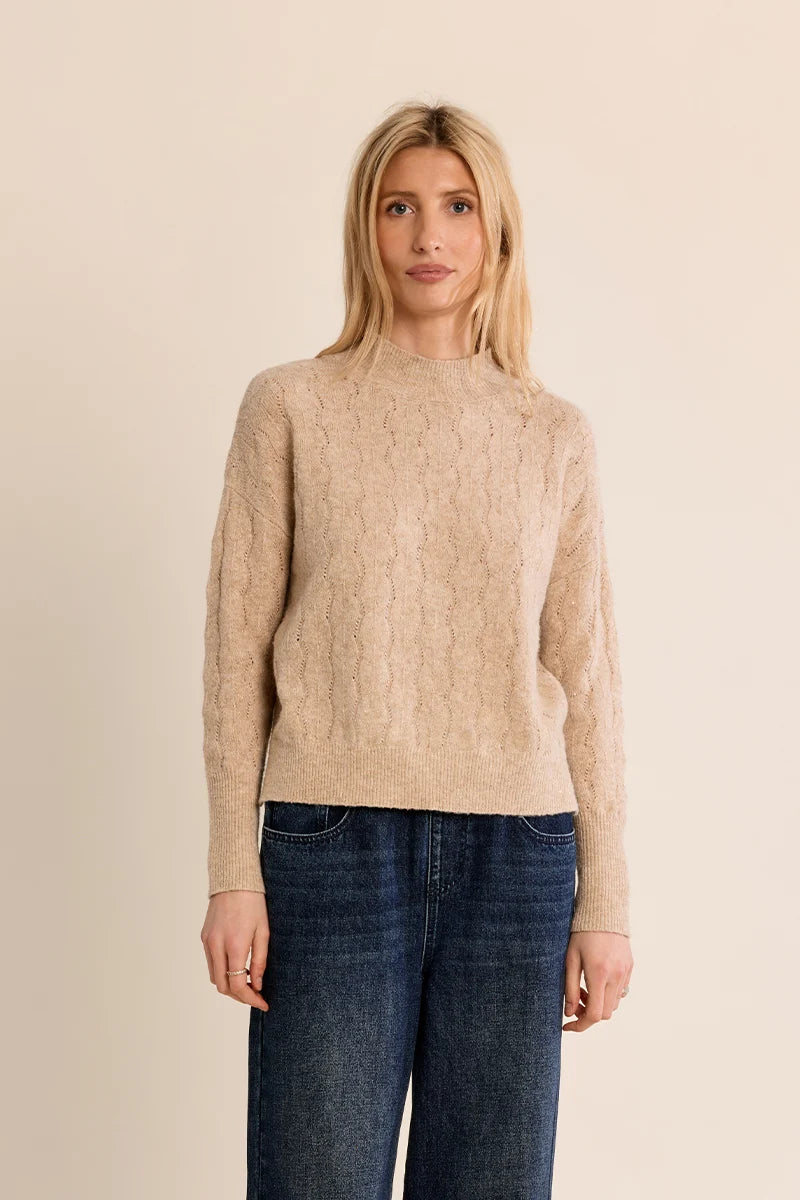 Champagne Open Work Knit Sweater