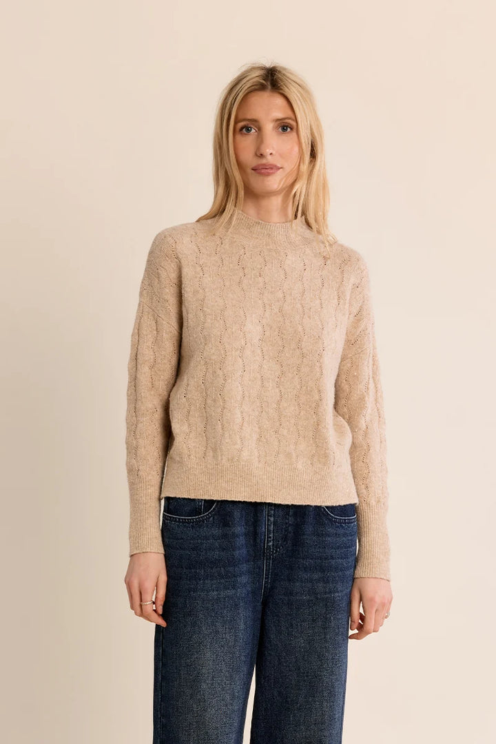 Champagne Open Work Knit Sweater