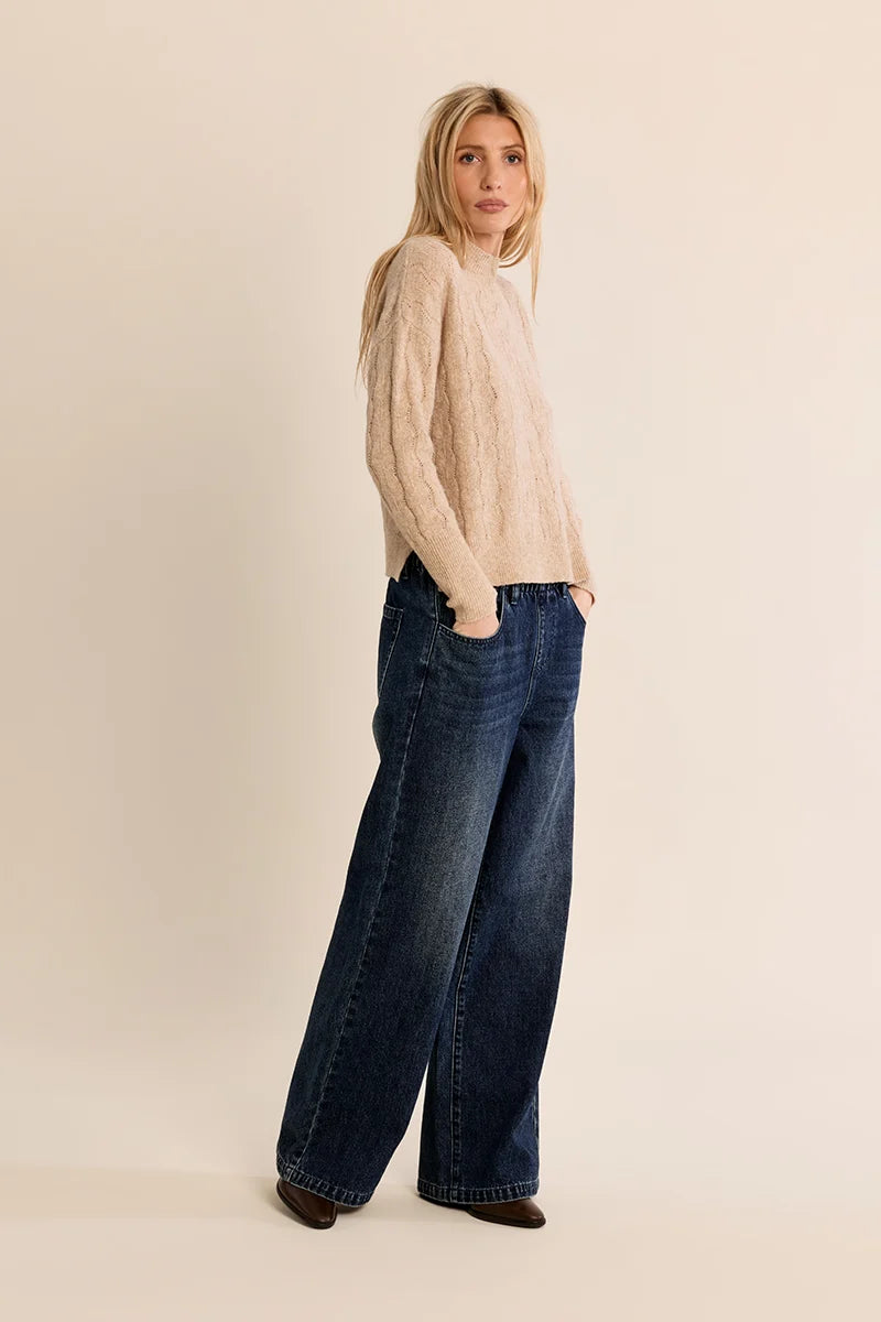 Champagne Open Work Knit Sweater