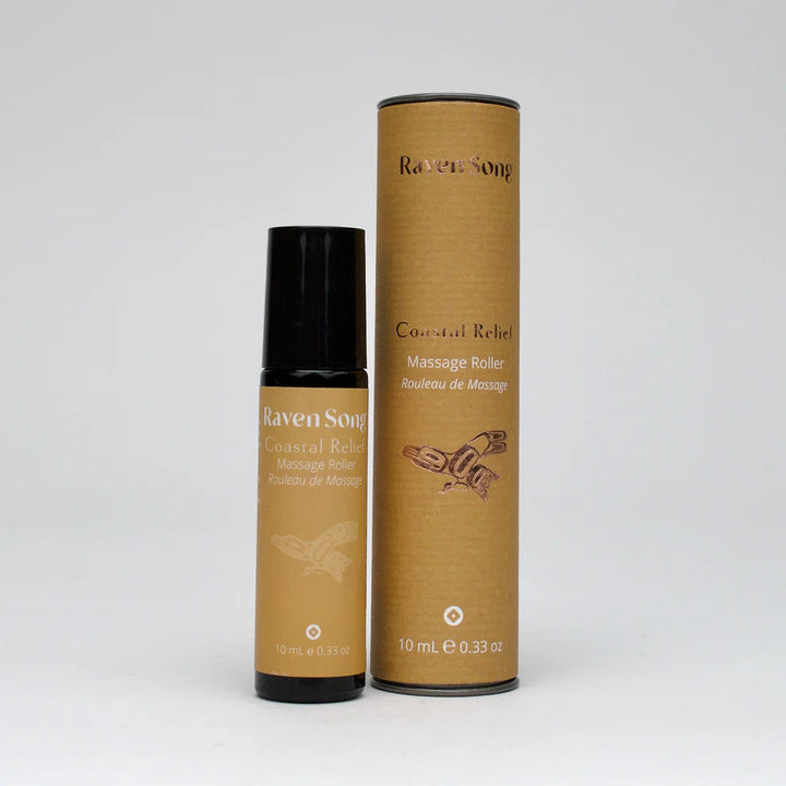 RavenSong Soap & Candle Coastal Relief Massage Roller with eucalyptus and rosemary for muscle and joint relief.