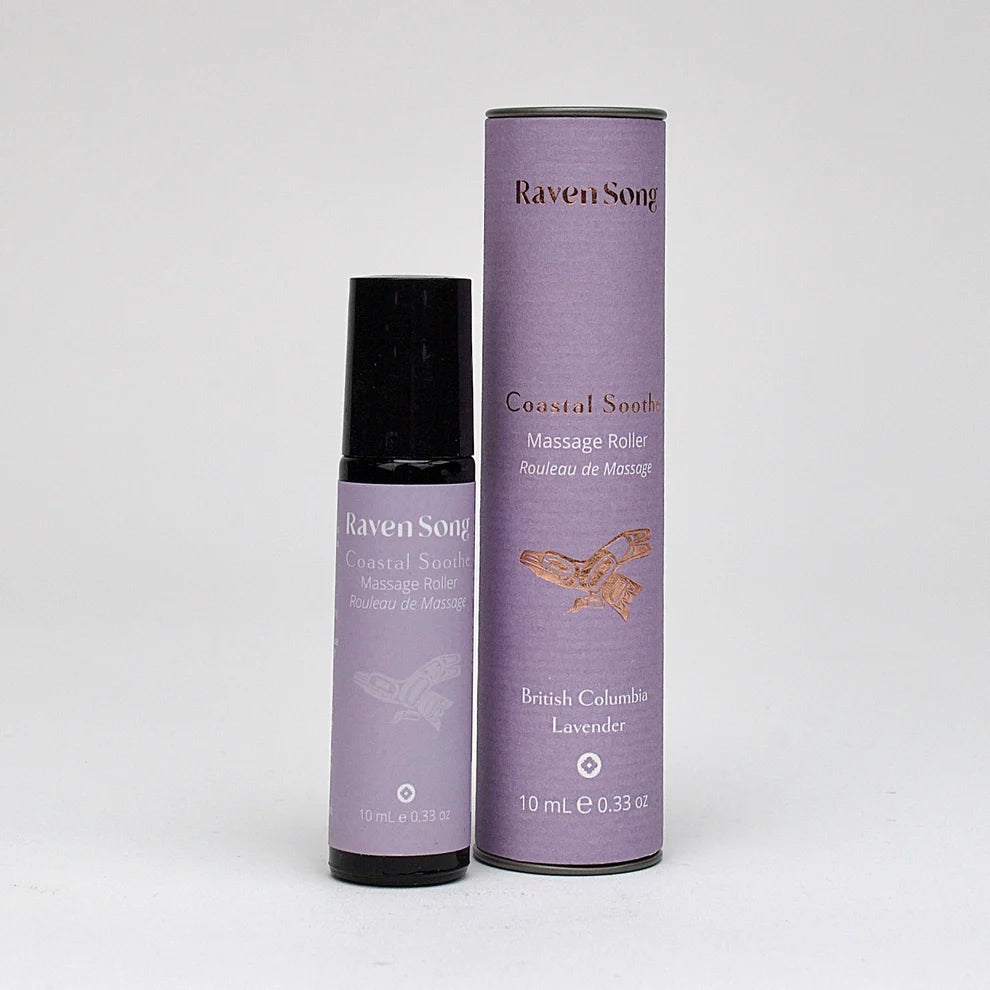 RavenSong Soap & Candle Coastal Soothe Massage Roller with BC Lavender for relaxing muscle relief and soothing aromatherapy.