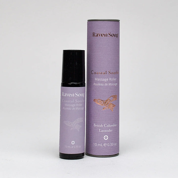 RavenSong Soap & Candle Coastal Soothe Massage Roller with BC Lavender for relaxing muscle relief and soothing aromatherapy.