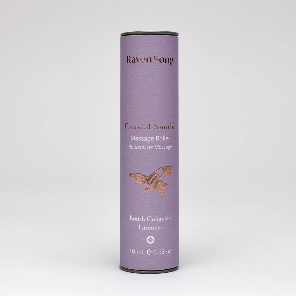 RavenSong Soap & Candle Coastal Soothe massage roller with BC lavender for relaxing muscle relief and soothing massage.