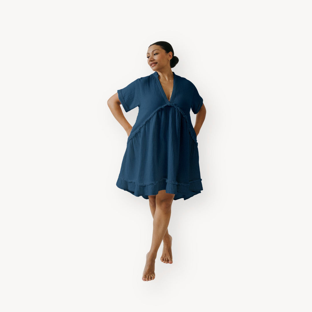 Crinkle Cotton Ruffle V Dress Crinkle Cotton Ruffle V Dress