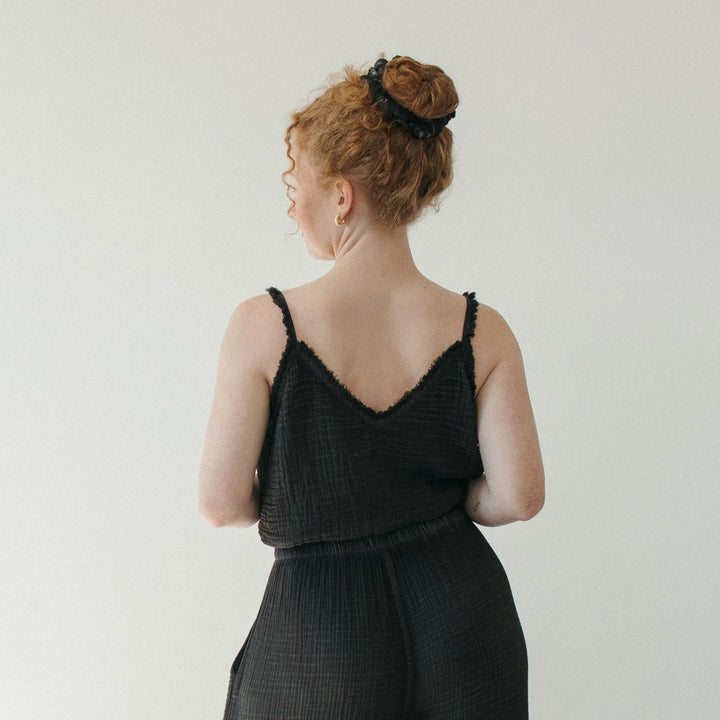 Crinkle Cotton Strappy Tank Top