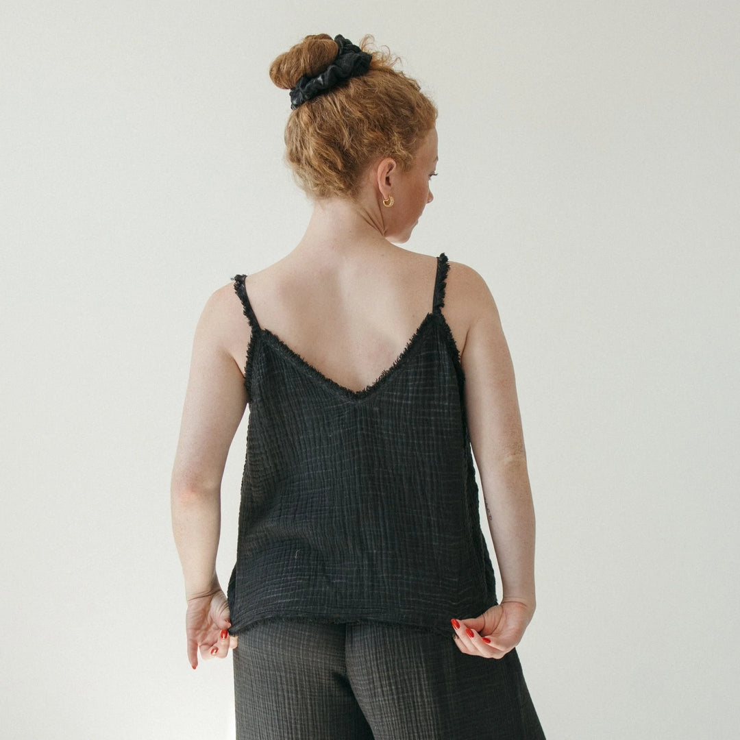 Crinkle Cotton Strappy Tank Top
