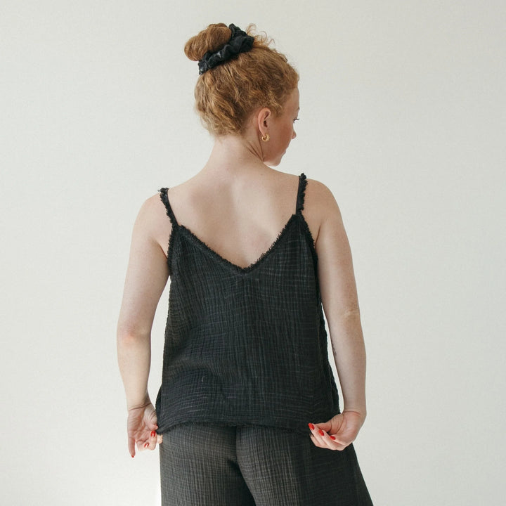 Crinkle Cotton Strappy Tank Top