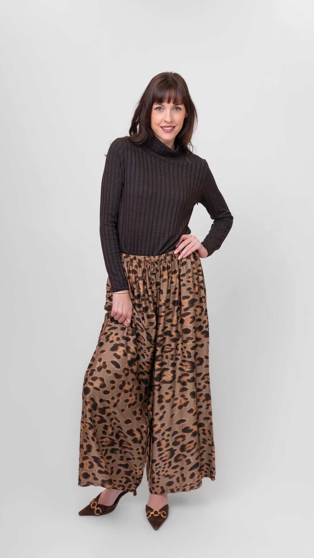 Floral Feline Wide Leg Pant