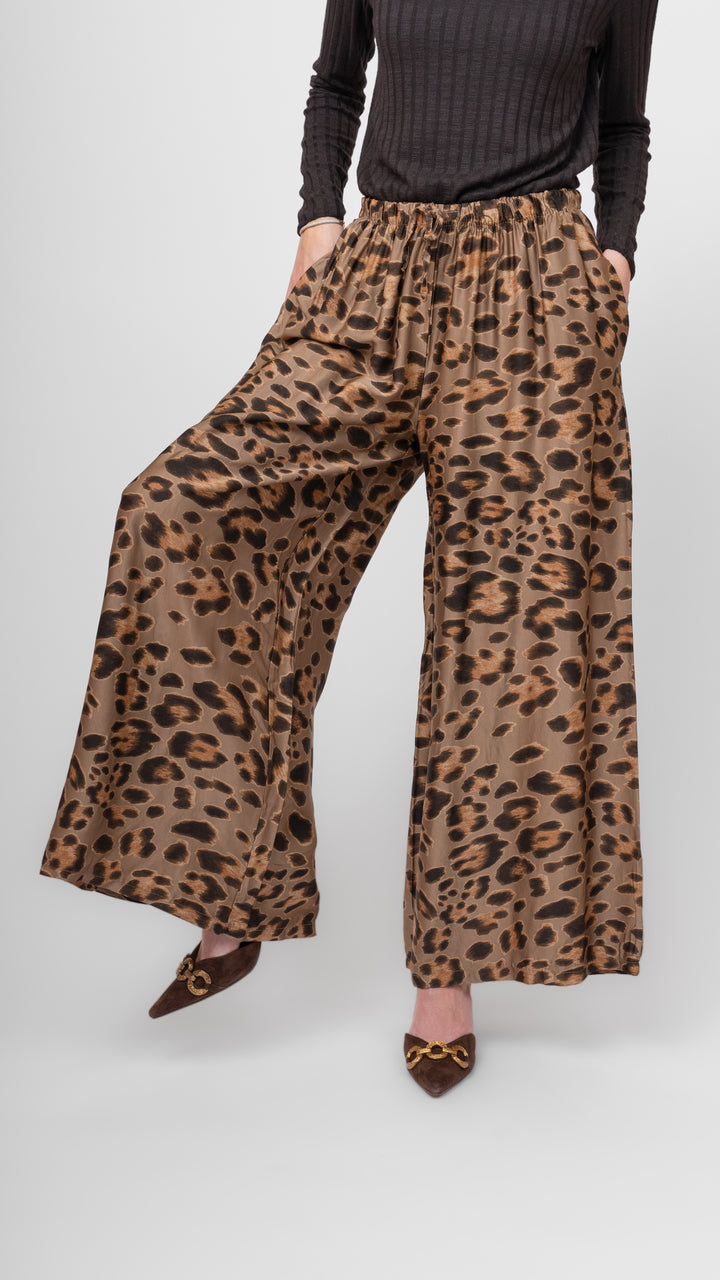 Floral Feline Wide Leg Pant