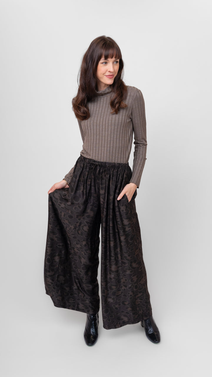 Floral Feline Wide Leg Pant