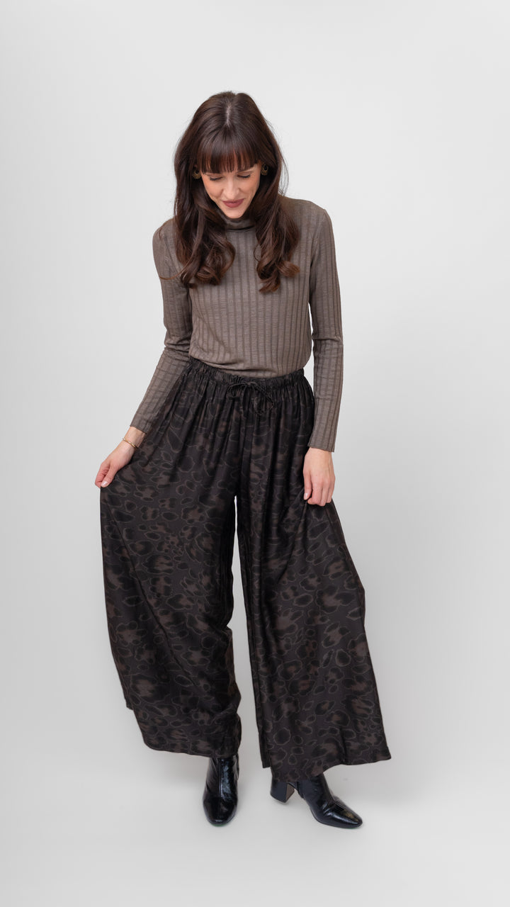 Floral Feline Wide Leg Pant