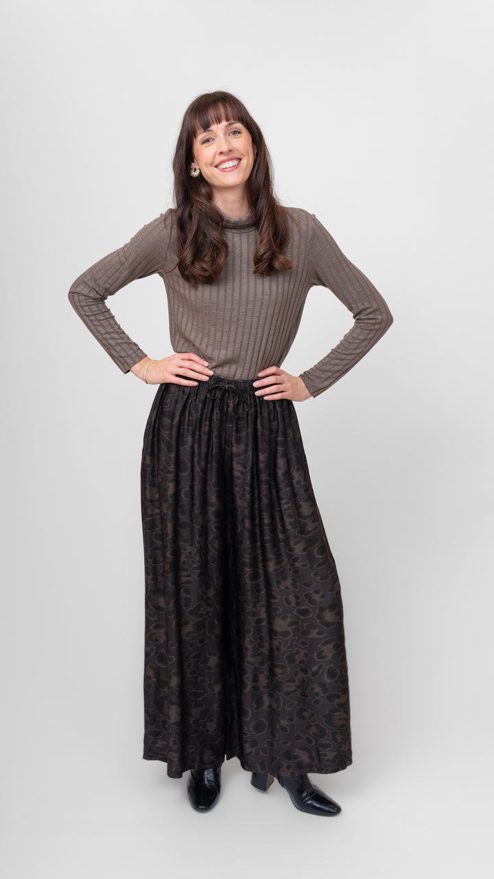 Floral Feline Wide Leg Pant