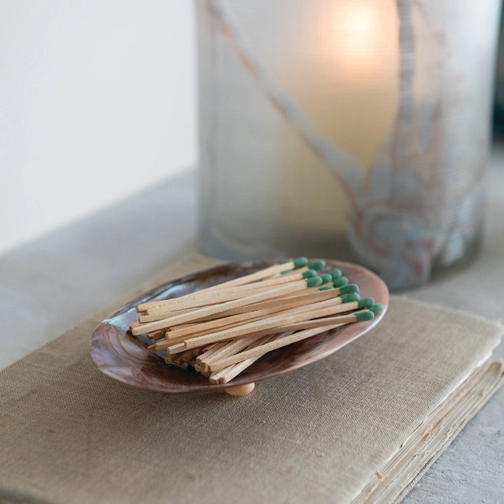 Decorative natural shell dish by Creative Co-op with smooth mother of pearl finish for decor and stylish display.