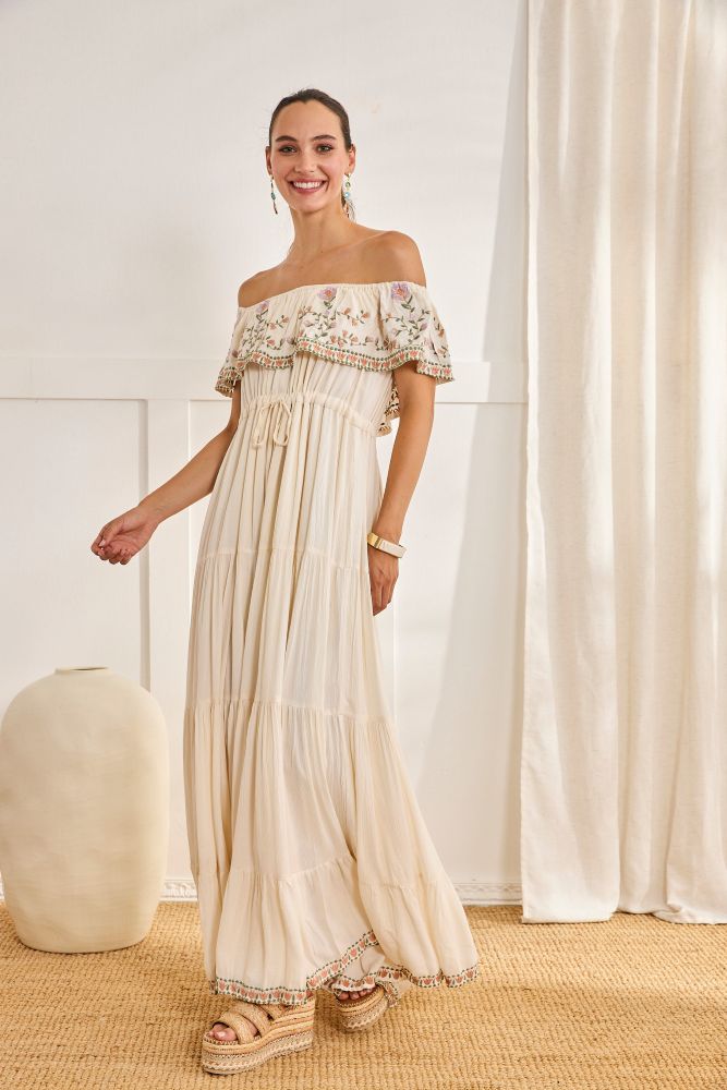 Flounca Embroidered Maxi Dress