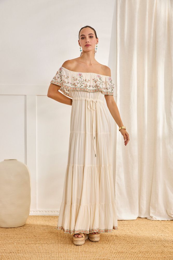 Flounca Embroidered Ruffle Maxi Dress | Palomino Boutique Flounca Embroidered Ruffle Maxi Dress | Palomino Boutique