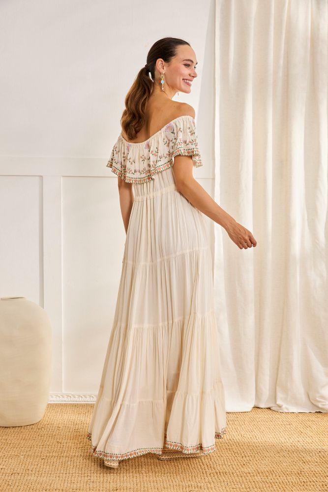 Flounca Embroidered Maxi Dress