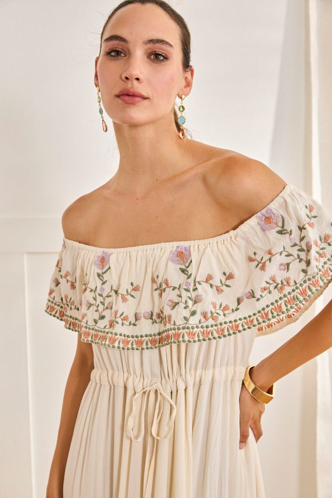 Flounca Embroidered Maxi Dress