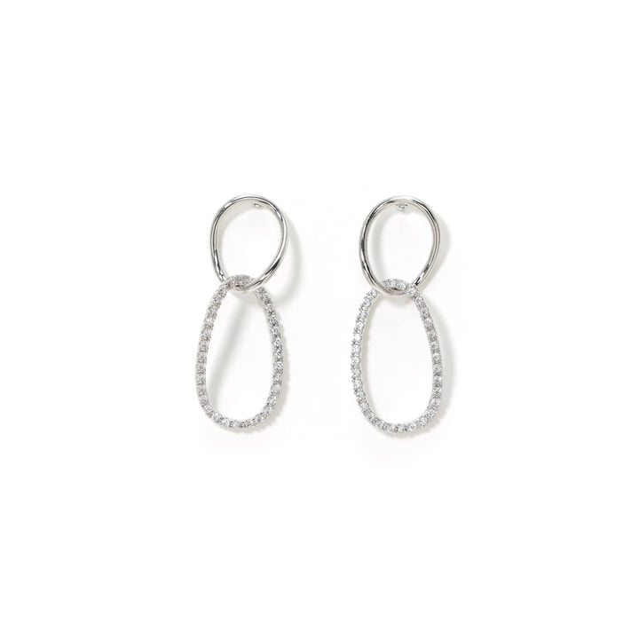 Pair of silver earrings on a white background