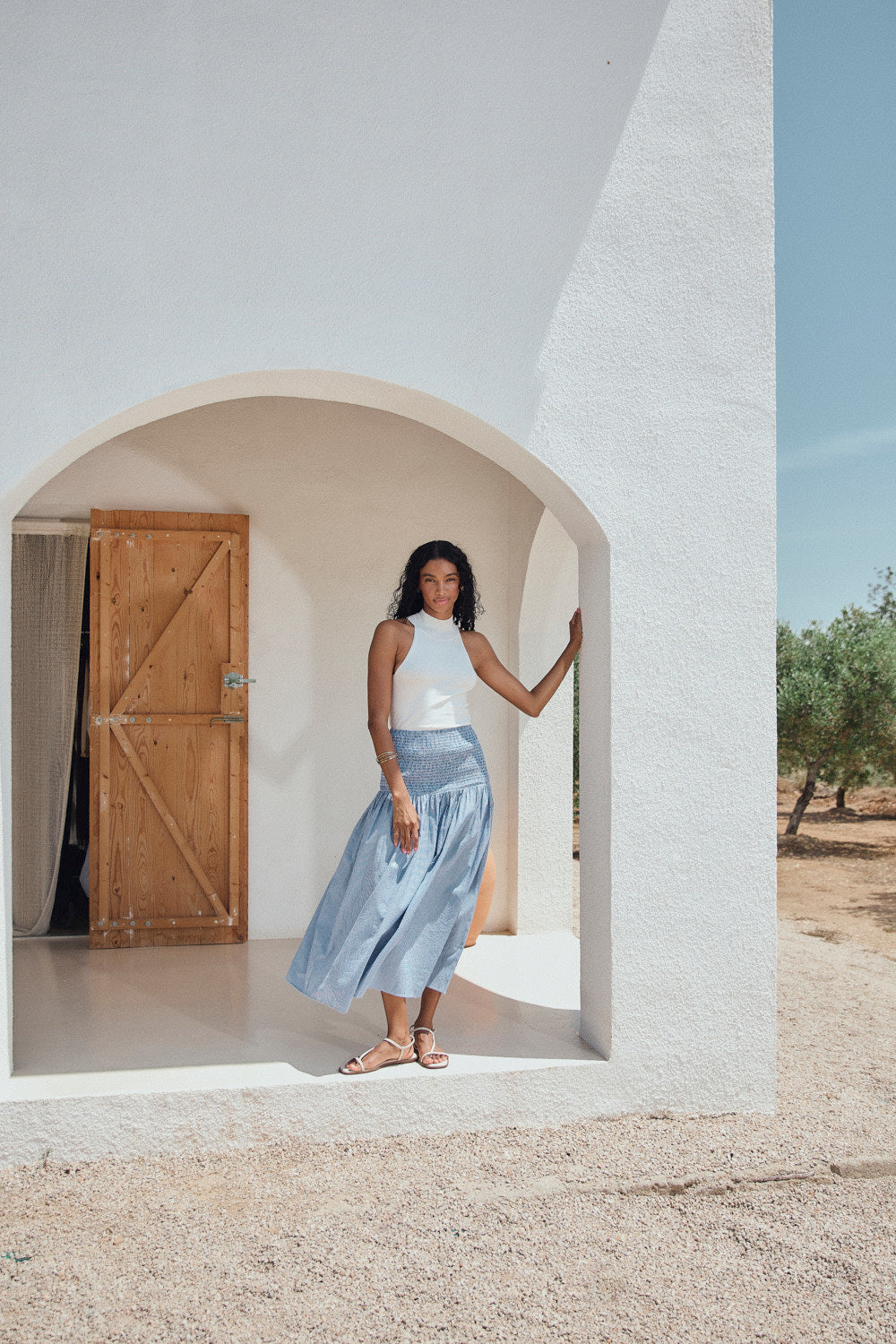 Kyra Blue Gingham Maxi Skirt | Palomino Boutique
