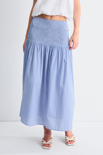 Kyra Blue Gingham Maxi Skirt