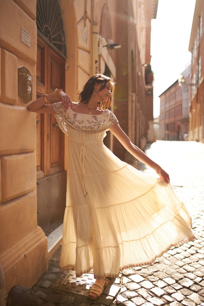 Flounca Embroidered Maxi Dress