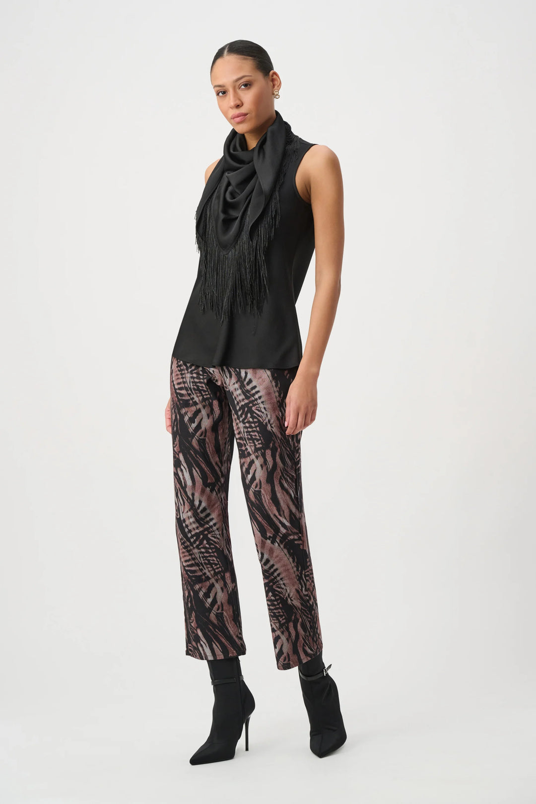Fringed Satin Scarf Top