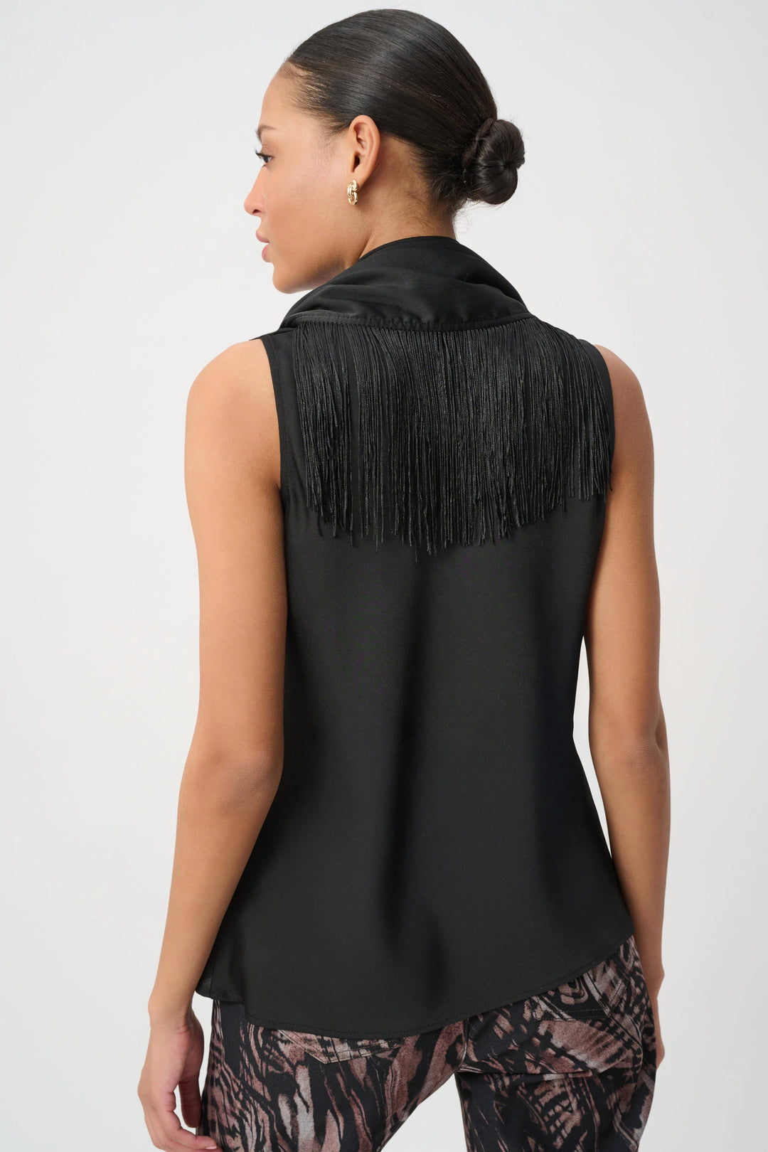 Fringed Satin Scarf Top