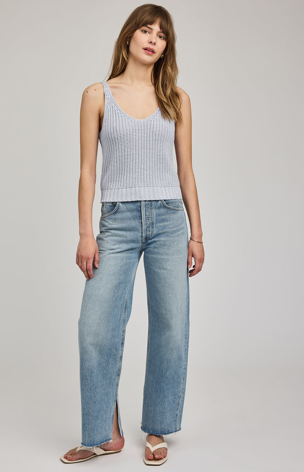 Gentle Fawn Lizzie Knit Tank Top, sleeveless and soft, featuring a knit yarn fabric and a relaxed fit on a neutral background.