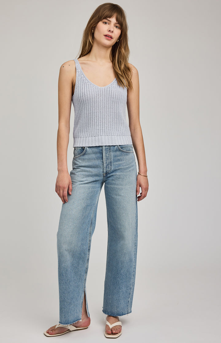 Gentle Fawn Lizzie Knit Tank Top, sleeveless and soft, featuring a knit yarn fabric and a relaxed fit on a neutral background.