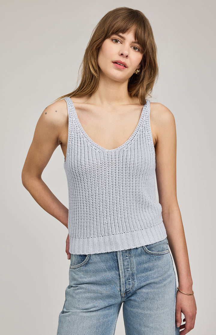 Gentle Fawn Lizzie knit tank top featuring a sleeveless design and soft, breathable yarn fabric in a neutral color.