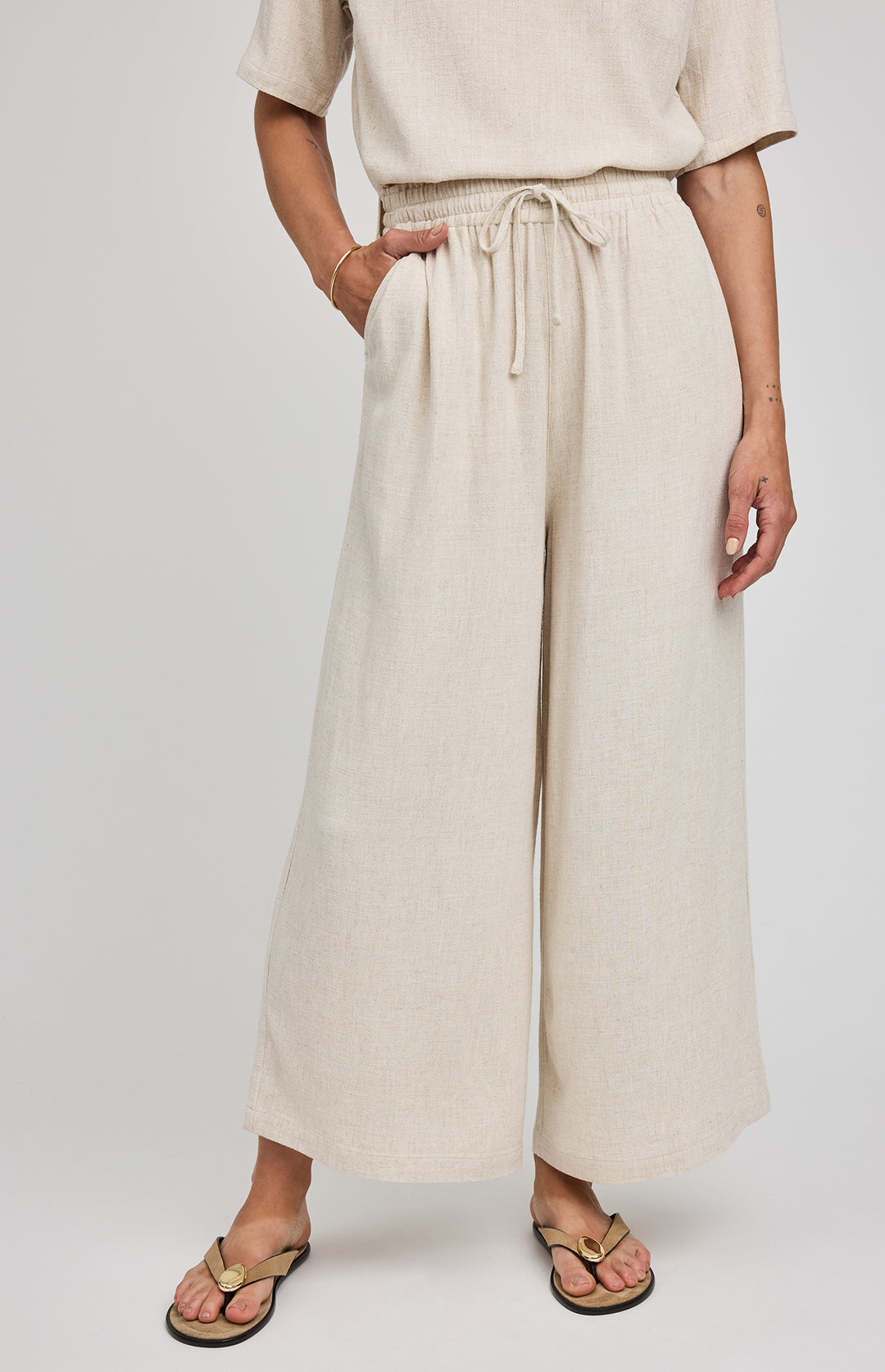 Gentle Fawn Arlo linen blend pant showing relaxed fit and lightweight fabric, perfect for summer casual wear.