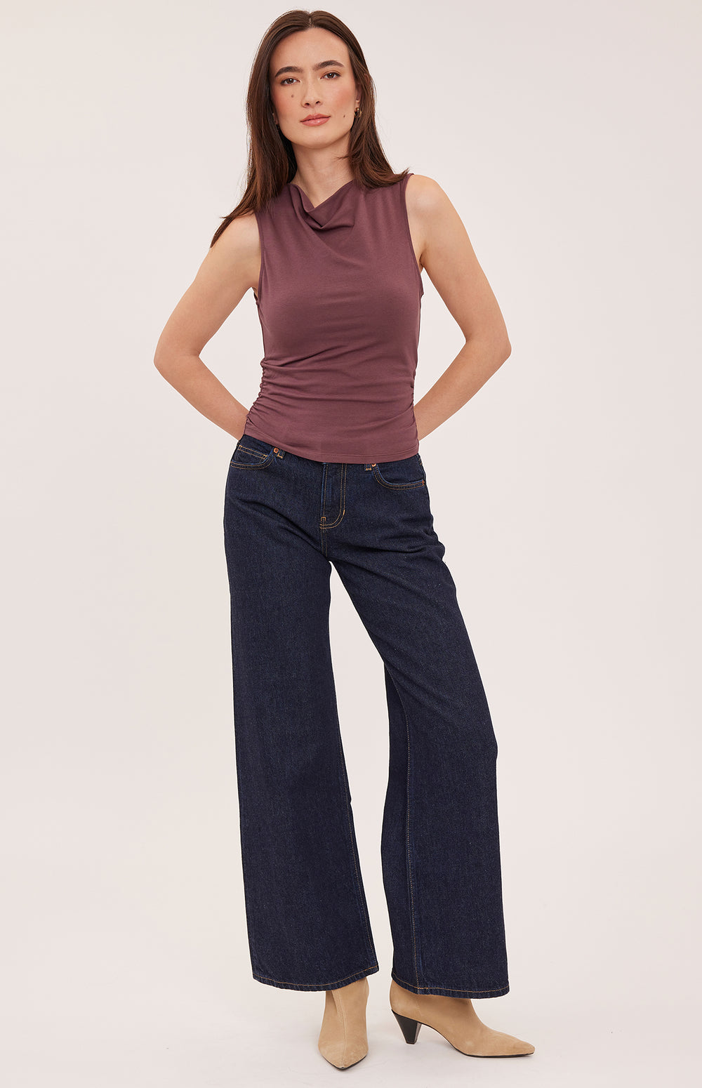 Gentle Fawn Indra sleeveless tank top in mulberry color, lightweight fabric with a relaxed fit and scoop neckline.