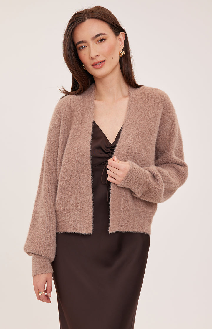 Gentle Fawn Theodora Cardigan in cocoa color, featuring a cozy knit texture and relaxed fit, perfect for casual wear.