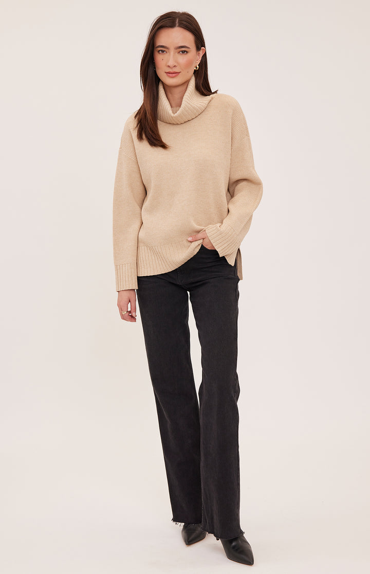 Gentle Fawn Runa sweater in Heather Doe color, soft knit material, featuring a cozy, relaxed fit and stylish design.