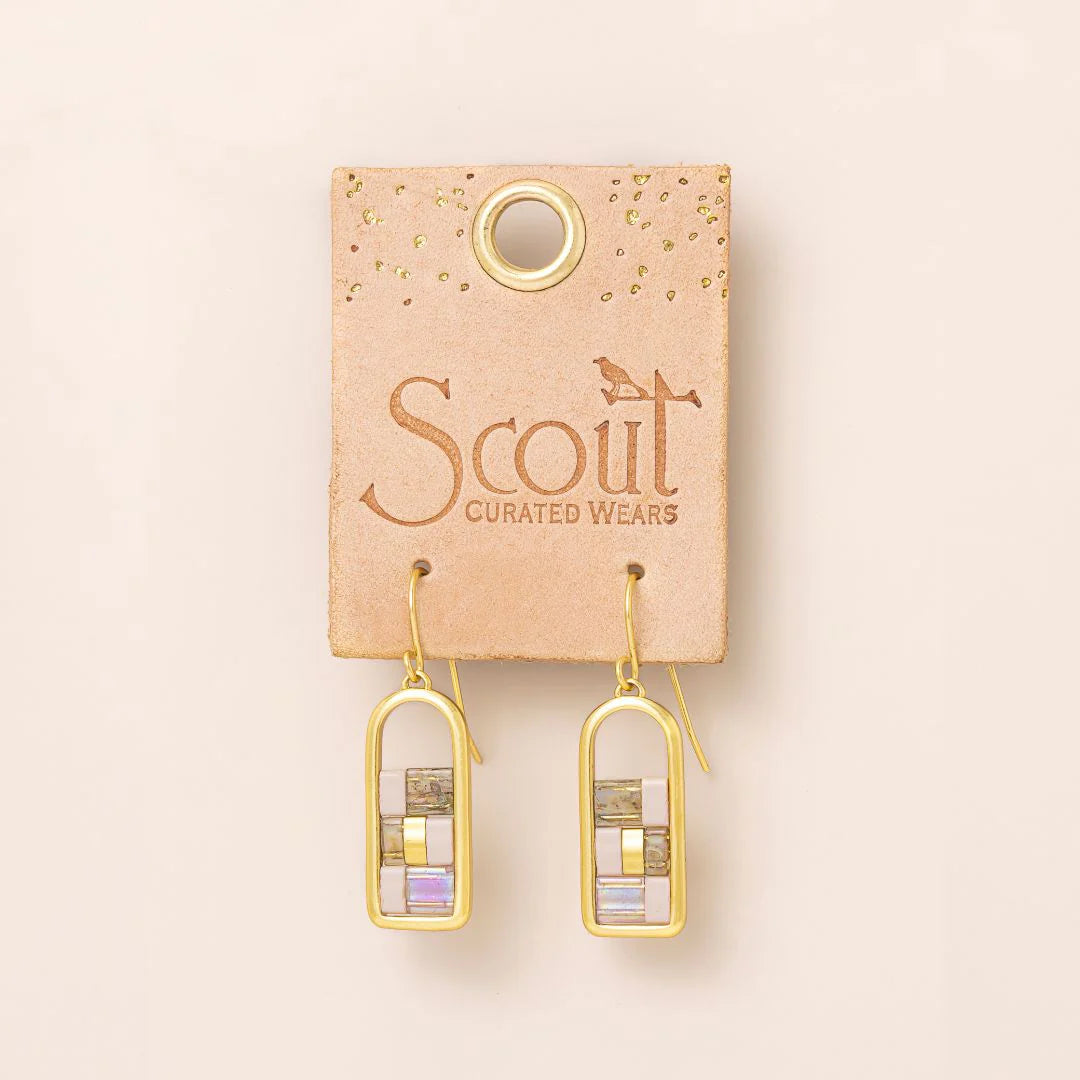 Scout Curated Wears Good Karma Miyuki Bead Earring featuring colorful Miyuki beads and intricate beadwork on a delicate earring hook.