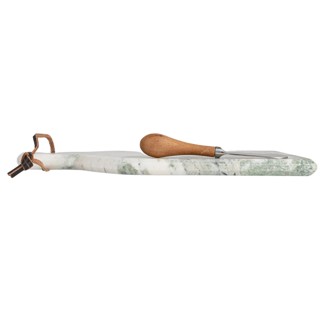 Marble cheese board with canape knife from Creative Co-op, featuring a smooth marble surface and elegant serving accessories.