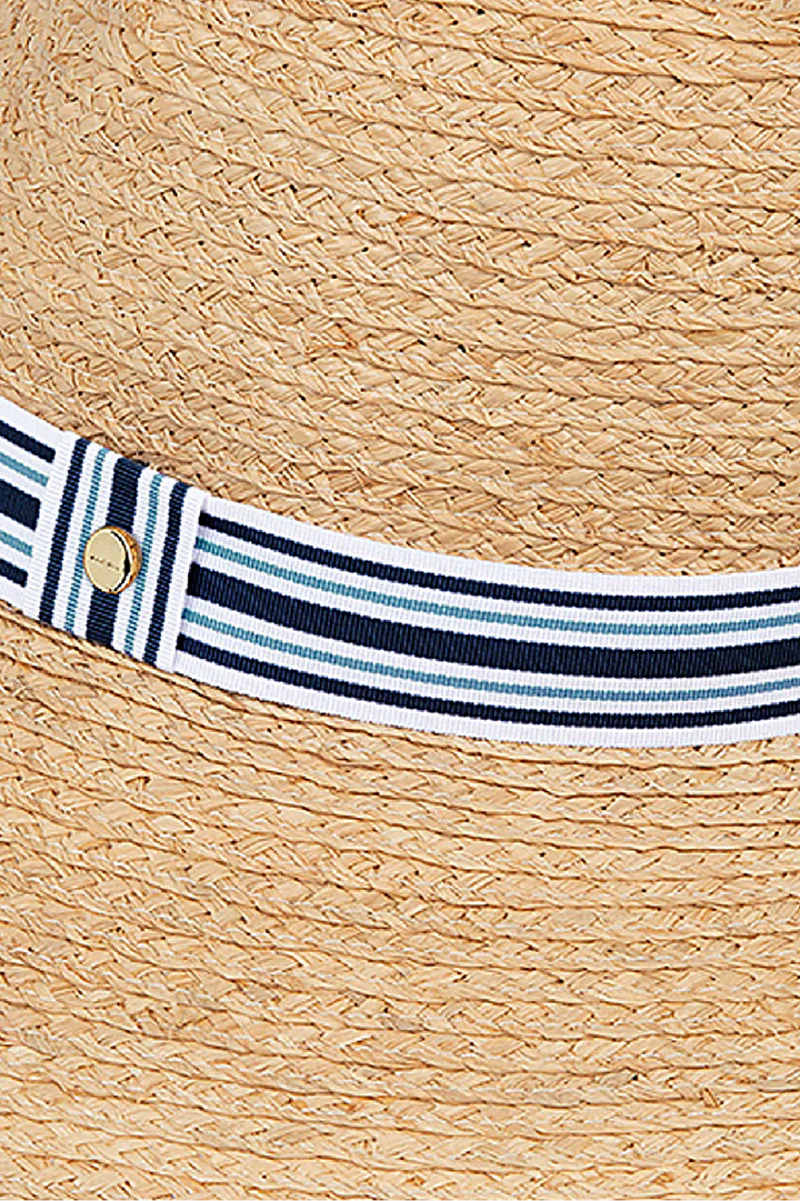 Kooringal Hampton wide brim sun hat with a woven straw design, offering sun protection and stylish summer wear.