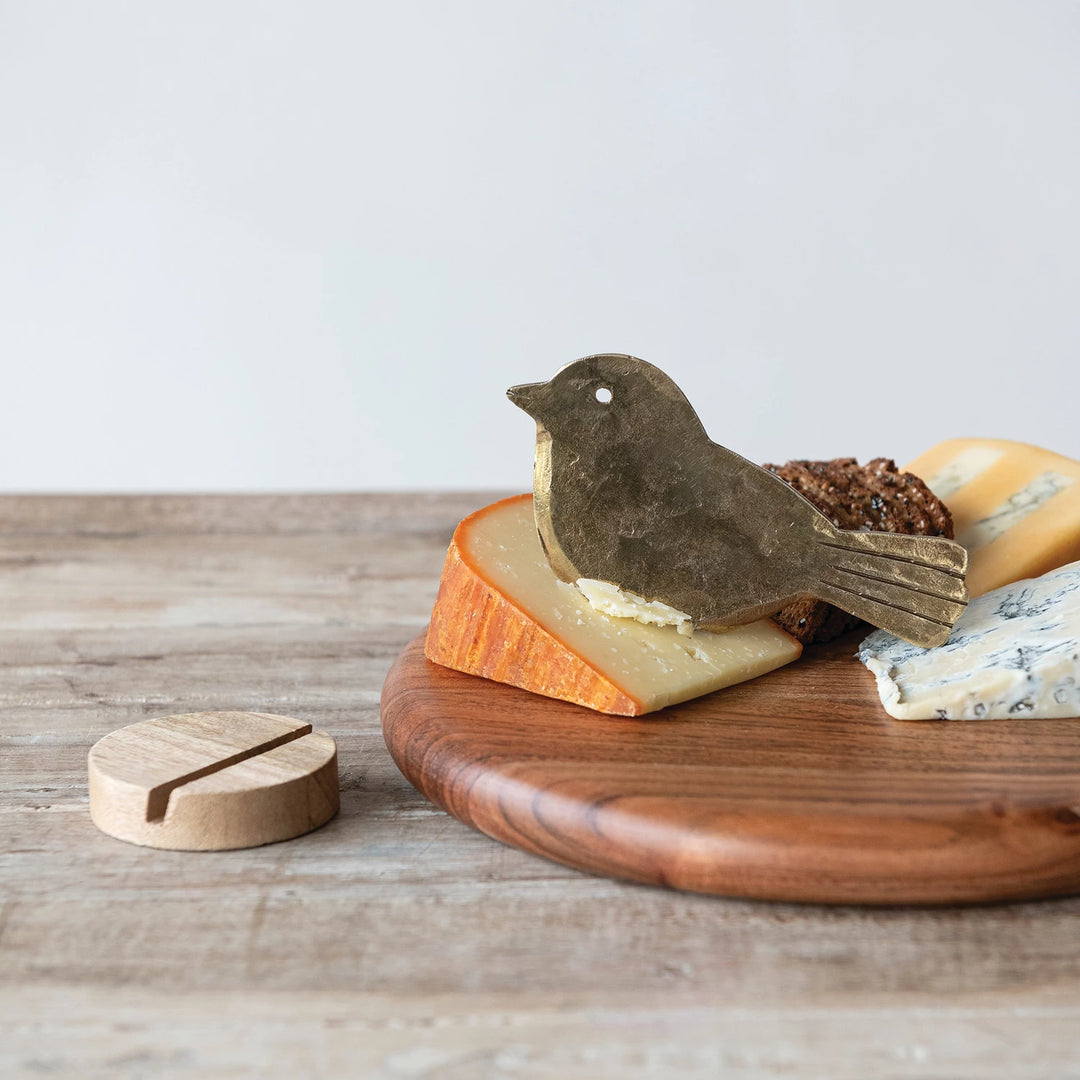 Creative Co-op Little Chirp Cheese Knife with a charming bird-shaped handle for easy cheese serving.