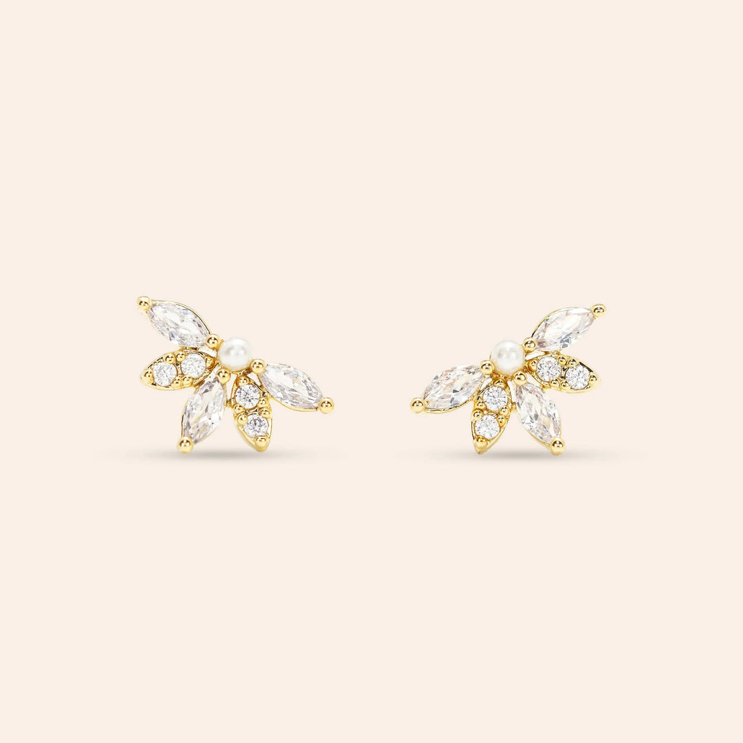 Harlowe Crytsal Stud Earring- Gold