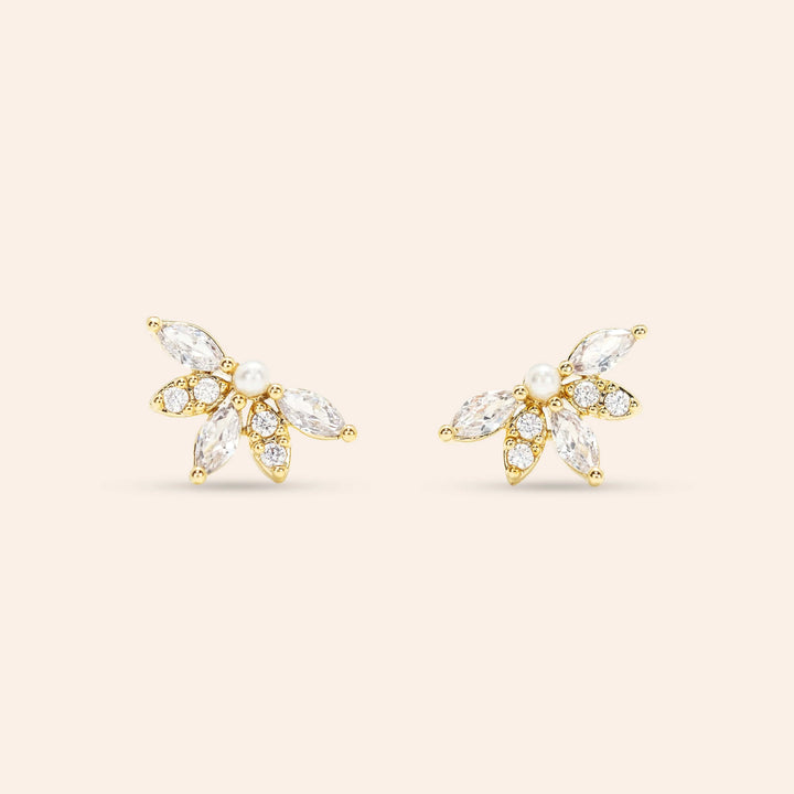 Harlowe Crytsal Stud Earring- Gold