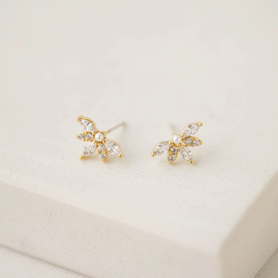 Harlowe Crytsal Stud Earring- Gold