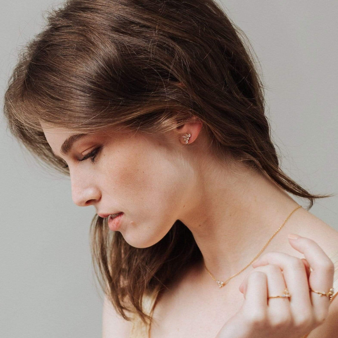Harlowe Crytsal Stud Earring- Gold
